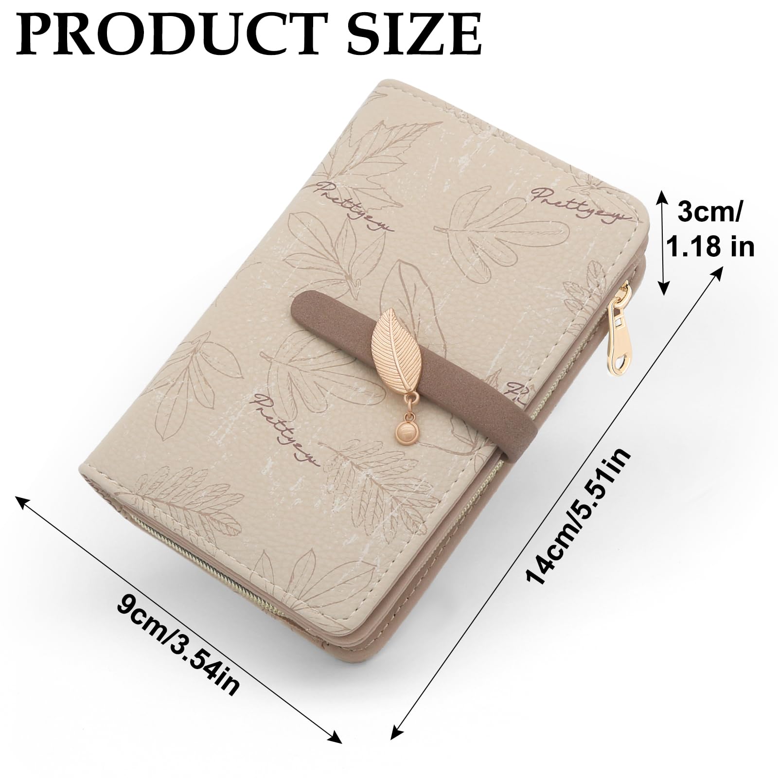 Portefeuille Femme Petit en Cuir PU Porte Monnaie Femme, Porte Feuilles pour Femmes Court avec Porte-Monnaie Zippé et Portefeuilles Pochette (Beige)