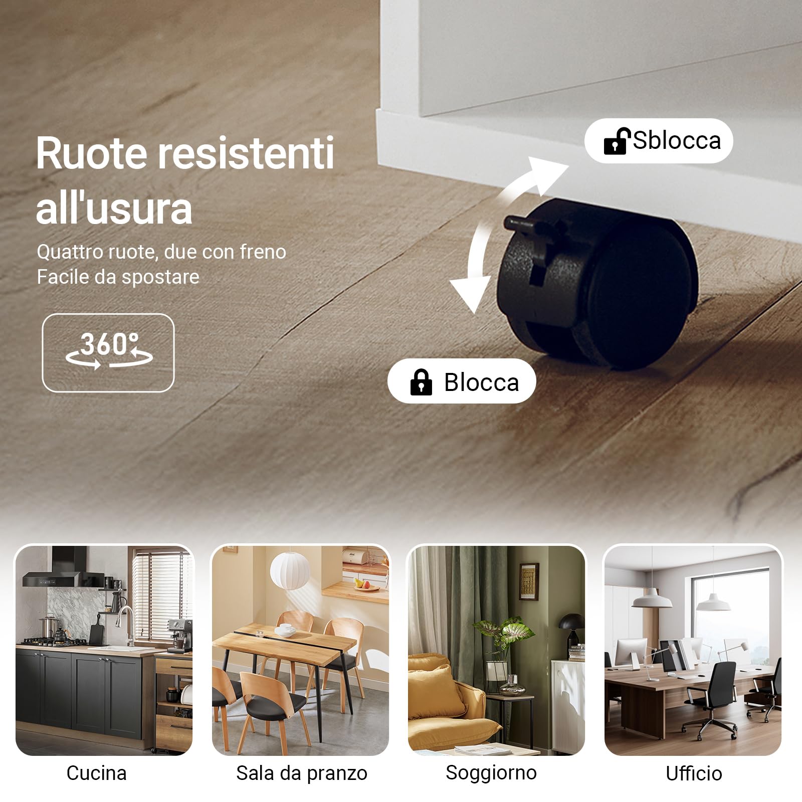 SoBuy Cassettiera Ufficio Cassettiera Scrivania con Ruote Porta Stampante Schedario da Ufficio con Cassetto, Anta e Ripiani Tavolino Salvaspazio Bianco 50x40x75cm FBT106-W