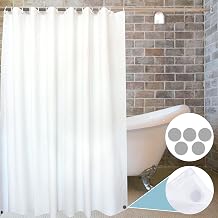 YOLOPLUS+ Shower Curtain Liner White 80 x 80 Inch Weighted Hem Extra Long Polyester Fabric with 12 Hooks Included for Bathroom Shower Stall,Bathtubs and Hotel,Gym,Swimming Pool