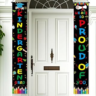 VitalCozy Kindergarten Graduation Banner Graduation Porch Sign Preschool Graduation Outside Decorations We Are So Proud of You Banner Door Hanging Ornament for Nursery School Graduate Party Supplies