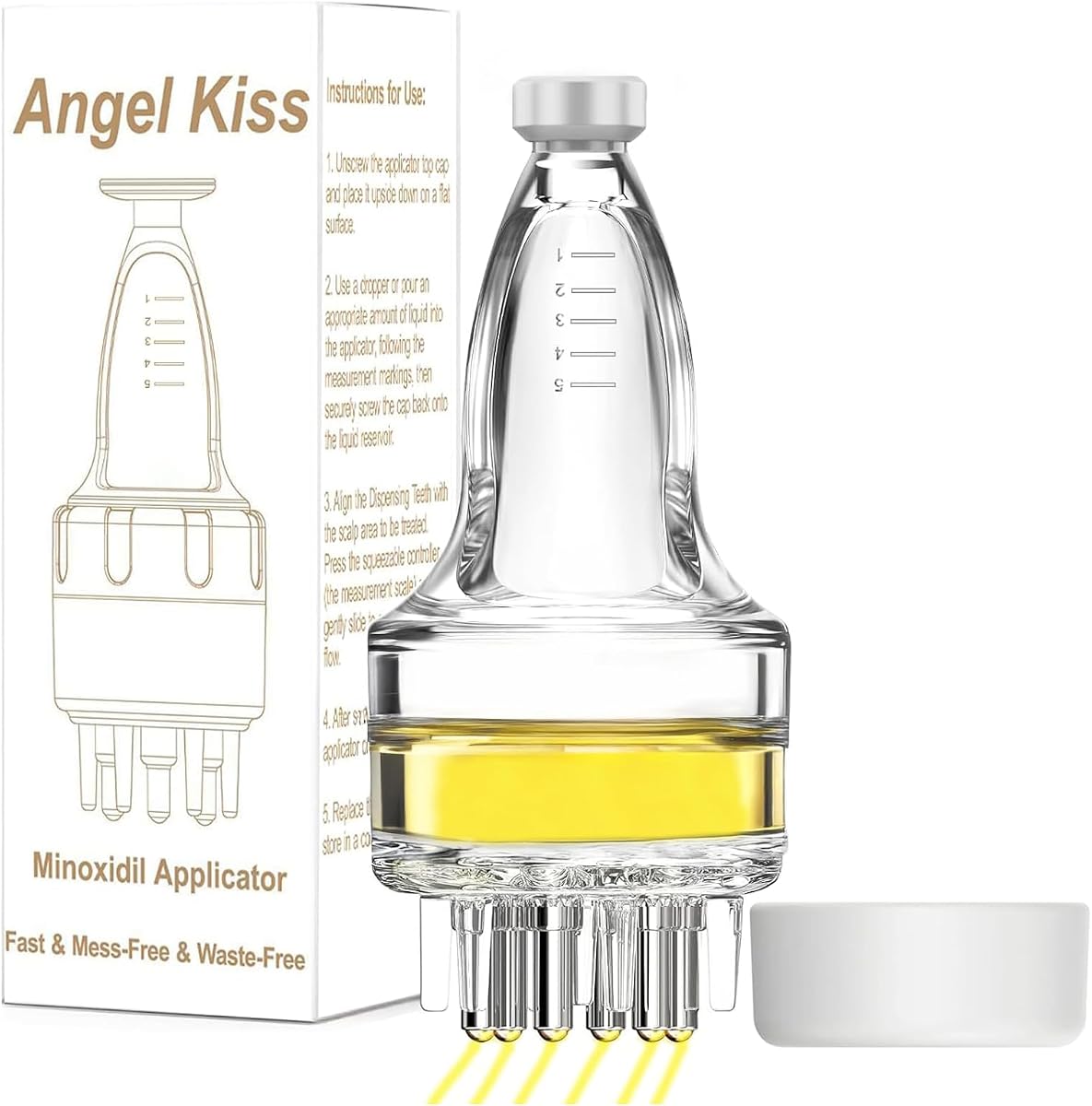 Aplicador de minoxidil Angel Kiss, aplicador de aceite para el cabello, herramienta aplicadora del cuero cabelludo | Dispensador de aceite para el cabello: entrega rápida y eficiente a las raíces del cabello, botella compacta de minoxidil para masaje del cuero cabelludo, sin desorden y sin desperdicios