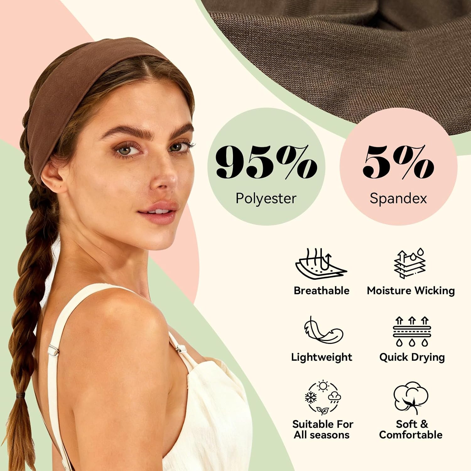 Headbands for Women, Non-Slip Summer-Exclusive Head Bands, Soft Elastic Cotton Wide Hair Bands for Girls, Floral Stripe Heart Thin Hair Accessories for Running, Sports, Workout, Fashion & Daily Wear image 3