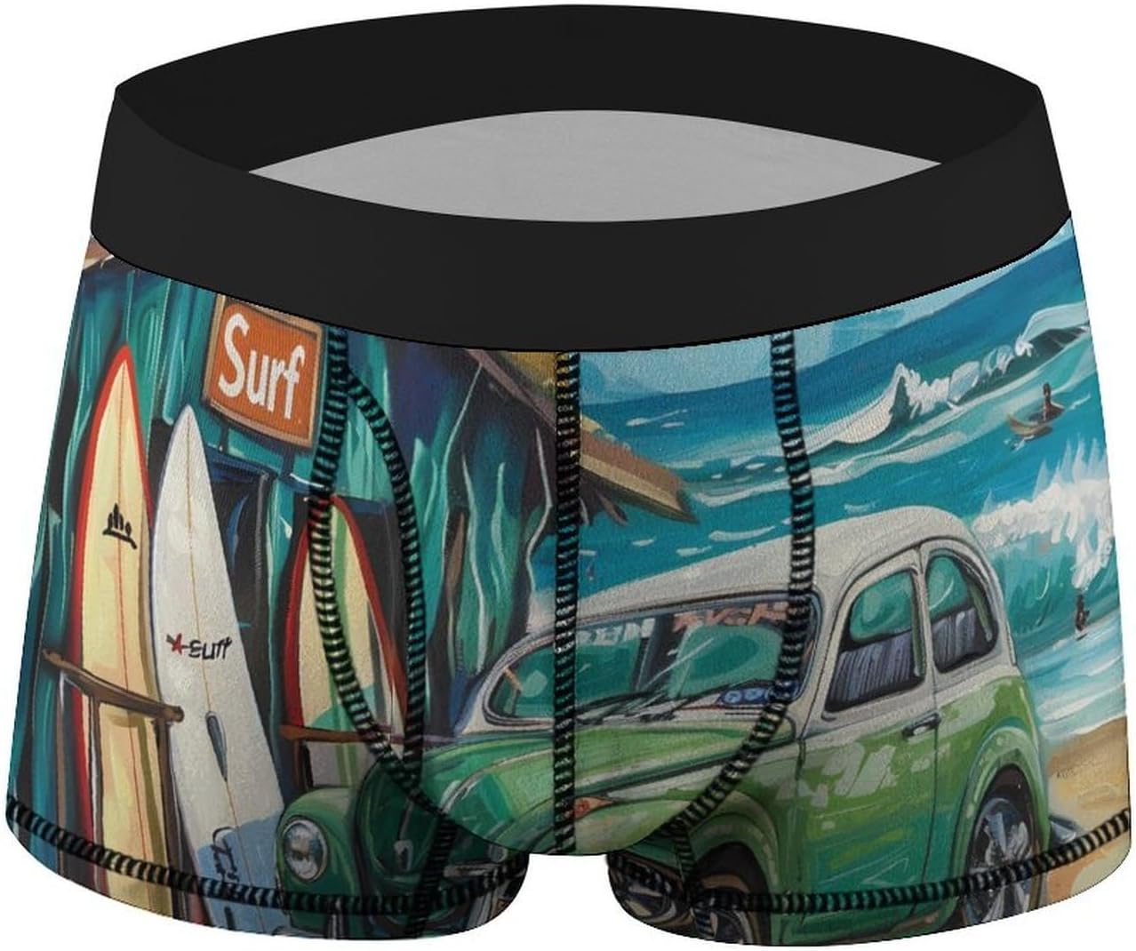 Beach Surf Car Palm Novelty Men's Trunks Soft Breathable Underwear Patterned Stretch Briefs