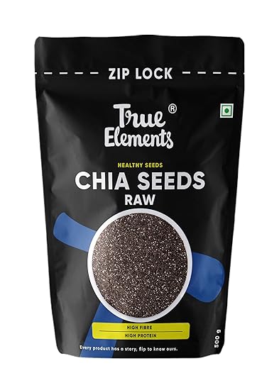 True Elements Chia Seeds 500gm - Rich in Omega - 3 and Fibre | Seeds for Summer | Non-GMO | Diet Snacks | Seeds for Eating