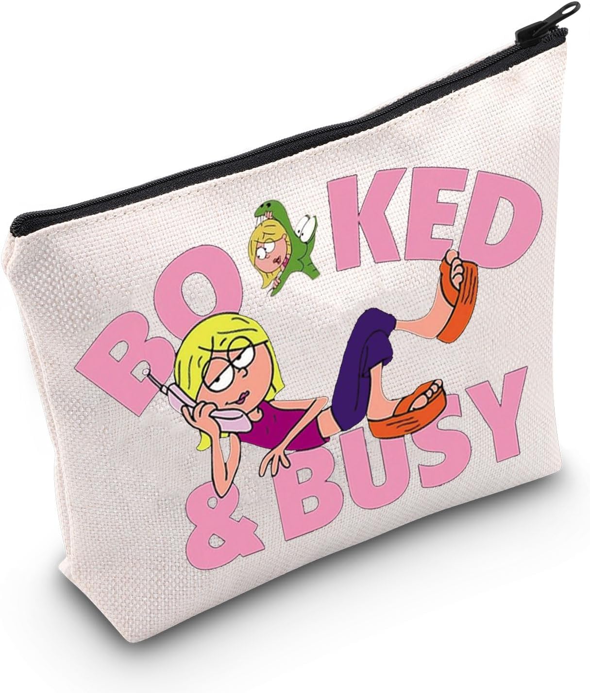 Lizzie Fans Cosmetic Makeup Bag Lizzie Cartoon Inspired Gift Booked & Busy Lizzie Zipper Pouch Bag For TV Series Fans (Booked & Busy), Booked & Busy, Fit