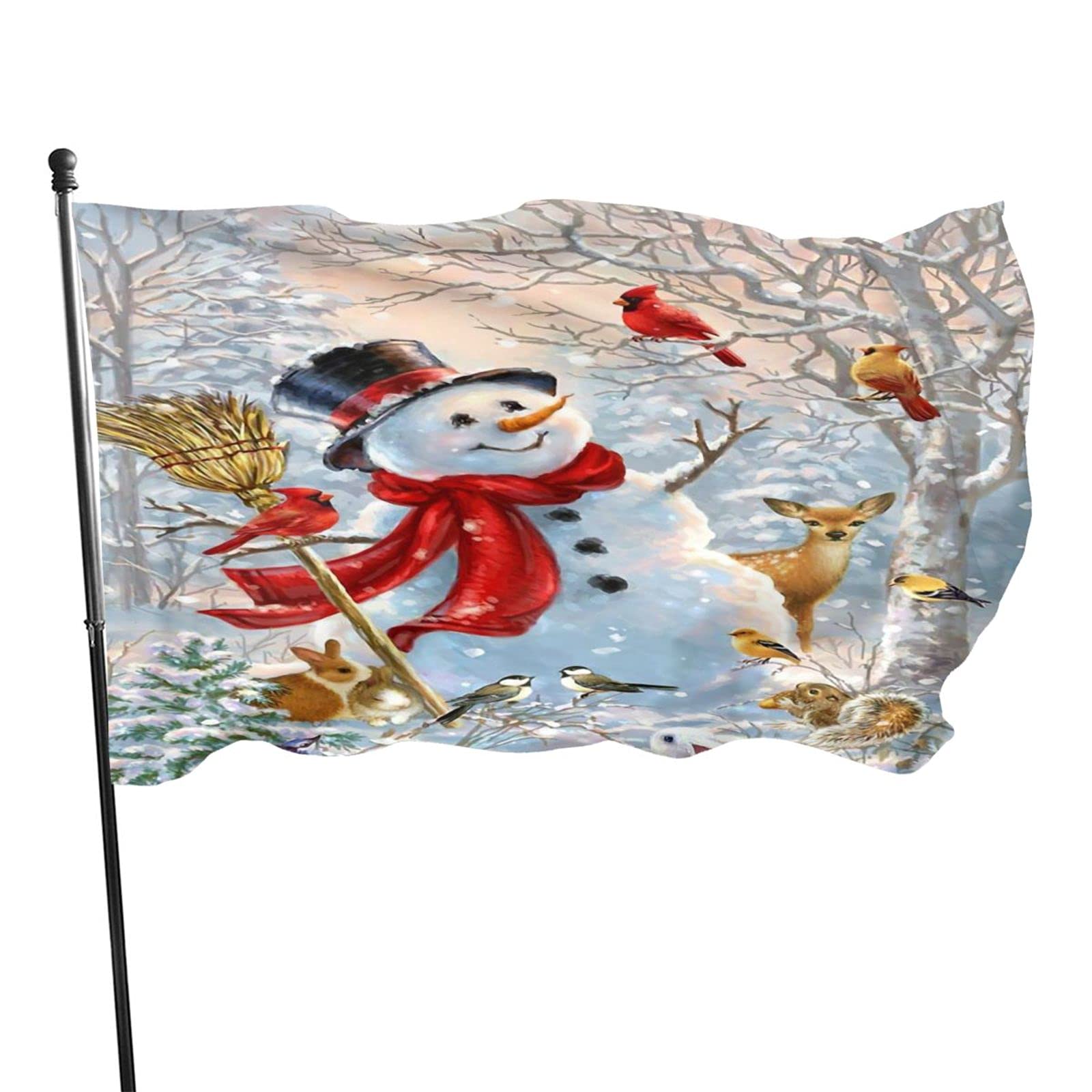 Winter Gartenflagge Schneemann Mit Vogel – Doppelseitig, 30,5 X 45,7 Cm, Polyester, Für Weihnachten & Winter
