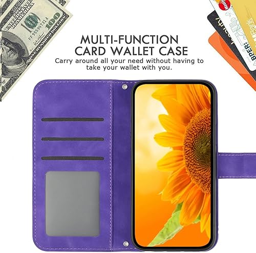 Miniatura 2 de XYX Wallet Case Compatible with Honor X7, Emboss Half Flower Floral PU Leather Flip Protective Case with Wrist Strap Kickstand for Honor X7, Deep