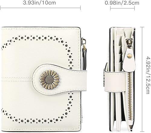 Miniatura 3 de SENDEFN Carteras pequeñas para mujer, con bloqueo RFID, de cuero, plegable, tarjetero con ventana de identificación, 1 blanco