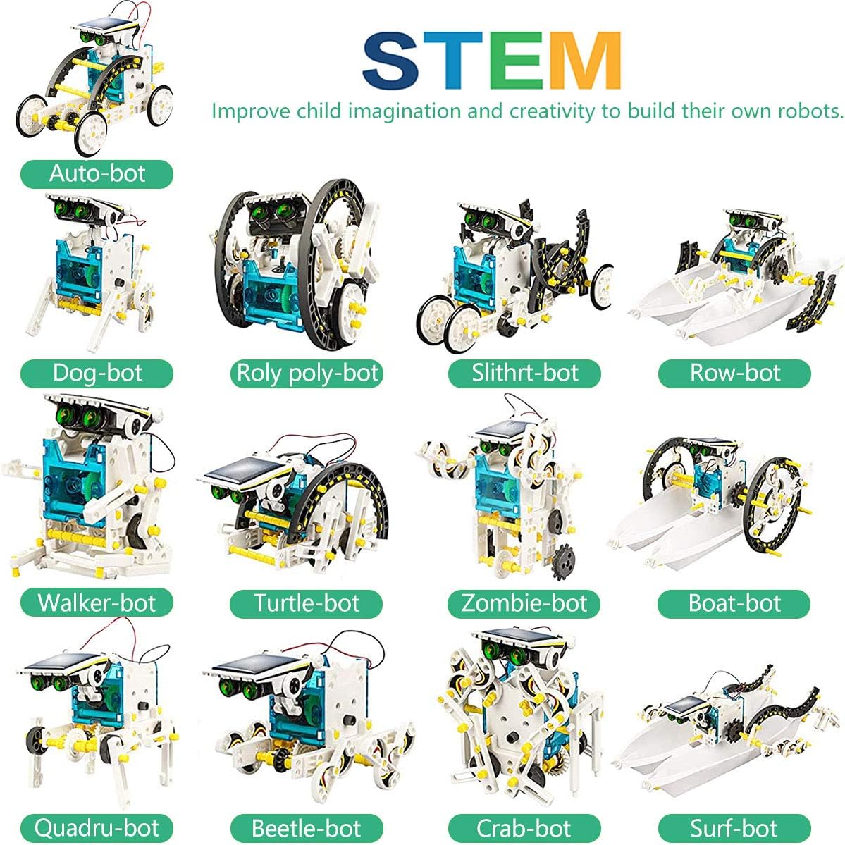 CAPKIT 13-in-1 STEM Solar Robot Kit,Science Kits for Kids,Educational DIY Building Toys Birthday Gift for Boys Girls,Stem Projects for Kids Ages 12 ,Learning Craft Robotics Kit Powered by Solar
