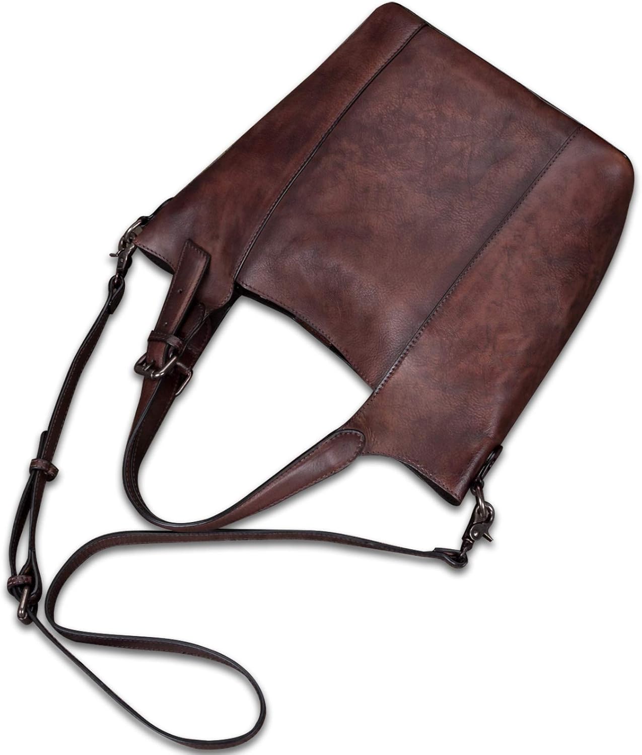 Genuine Leather Handbag for Women Vintage Handmade Shoulder Bag Purse Tote Cowhide Satchel Crossbody Top-Handle Bag (Coffee) - Image 3