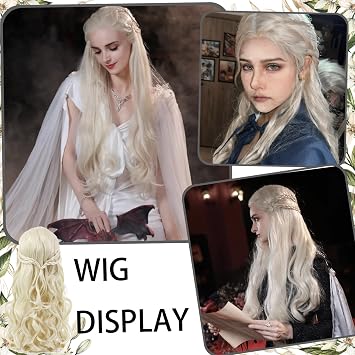 Women's Wig Long Blonde (66 cm/26 Inches) - Wavy Synthetic Hair Wig for Carnival & Fancy Dress - Ideal for Vikings Medieval & Cosplay Costumes - Heat Resistant & Adjustable