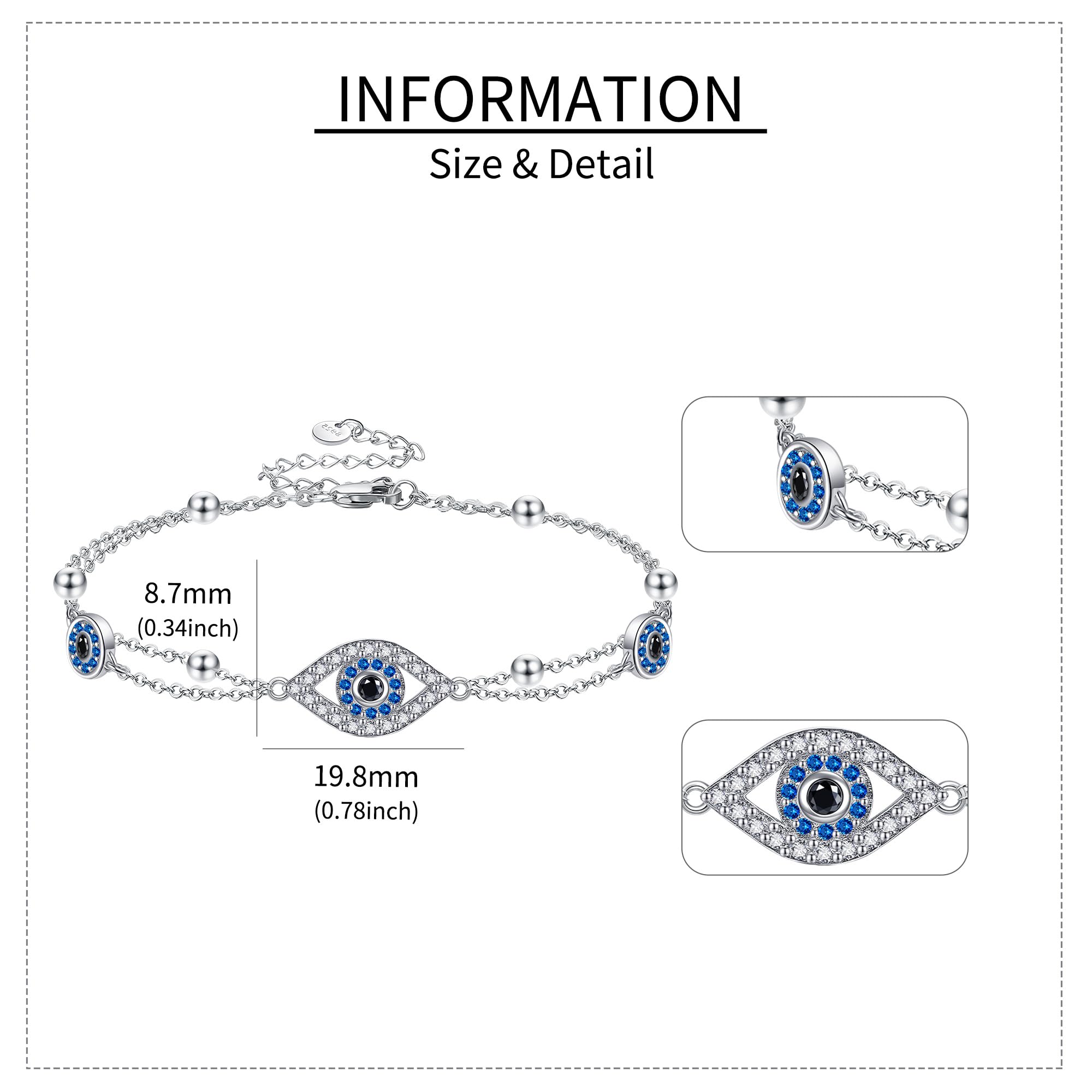 Armbänder mit bösem Blick S925 Sterlingsilber Armbänder für Frauen Silberner Schmuck