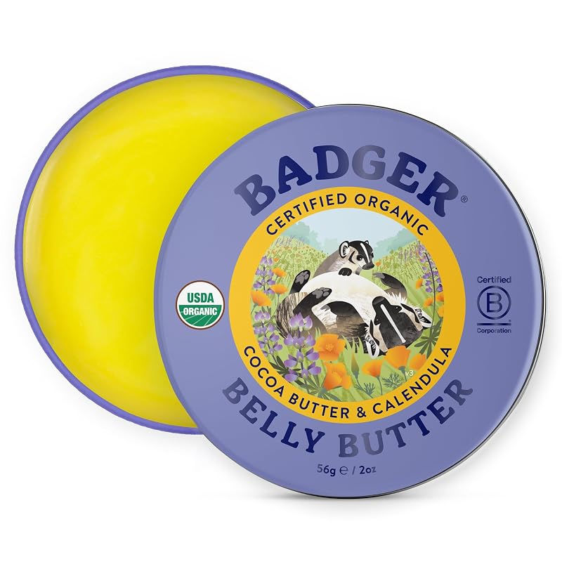 Badger Manteiga Corporal para Gestantes com Manteiga de Cacau e Coco, Lata com 57 g