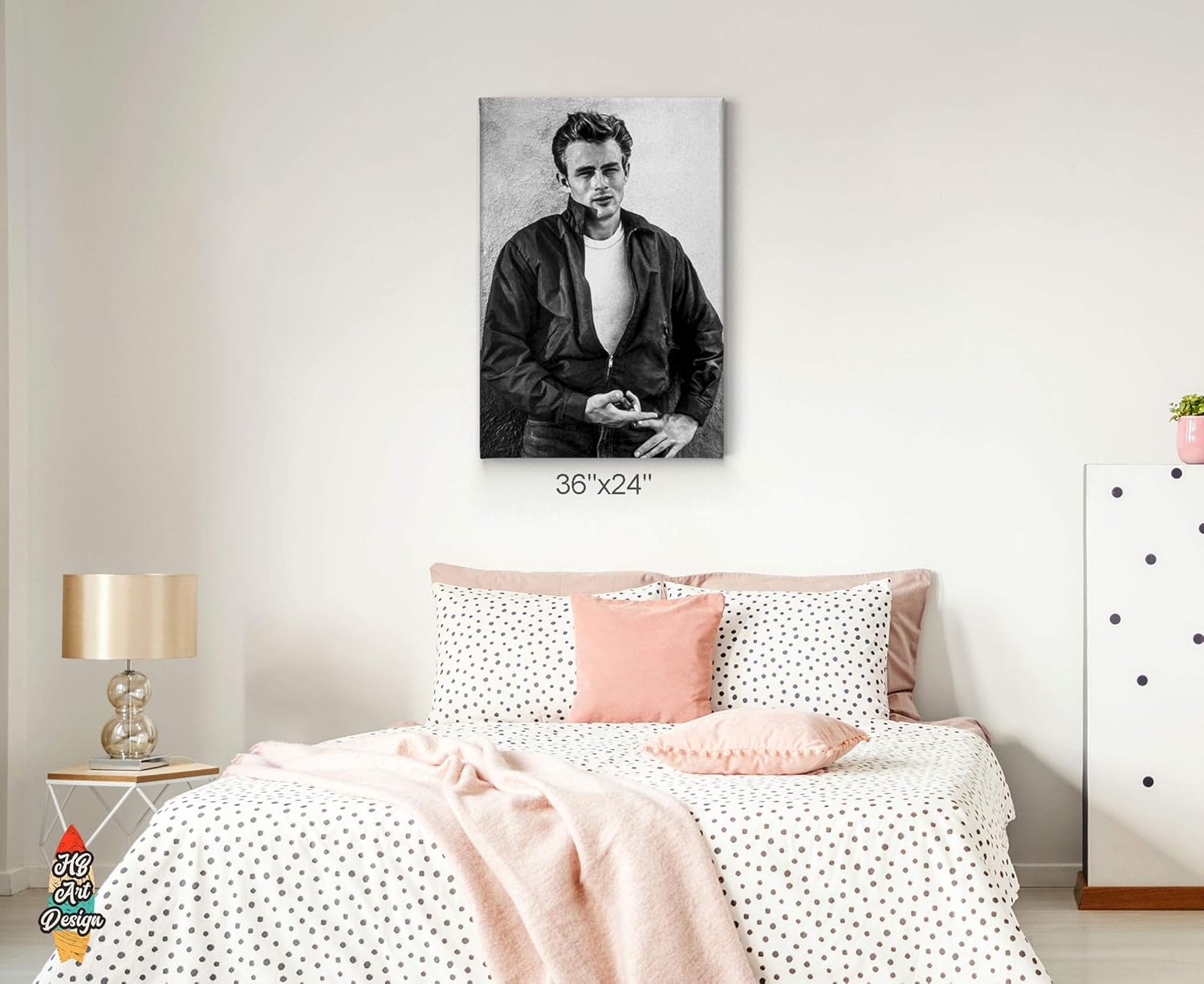 HB Art Design James Dean from Rebel Without a Cause Movie Black and White Canvas Wall Art Print American Icon Artwork Living Room Bedroom Decor Home Decor Made in USA 17x11