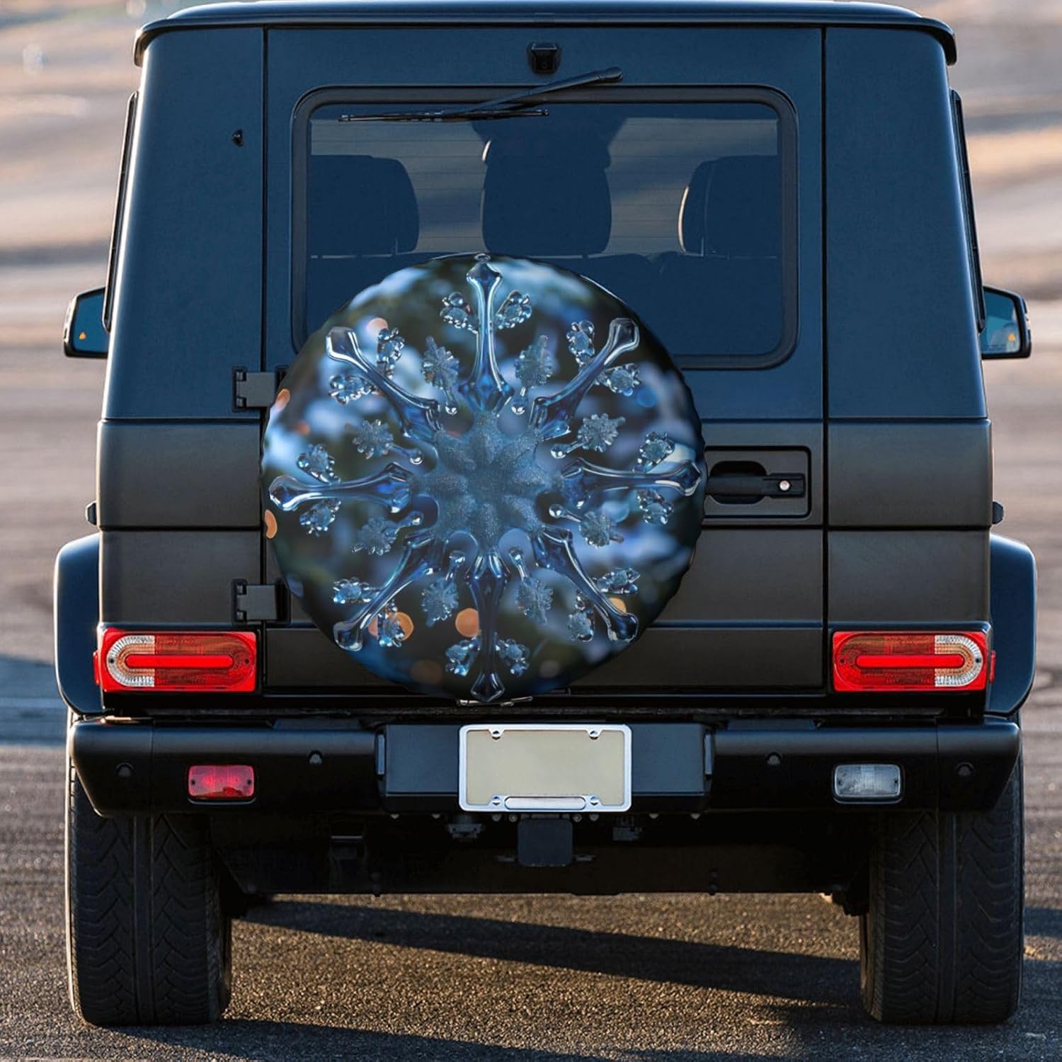 Blue Christmas Snowflake Print Tire Cover Universal Spare Wheel for Trailer Rv SUV Truck Camper Travel Accessories