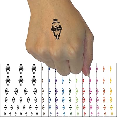 Dapper Gentleman Toad In Coat Temporary Tattoo Water Resistant Fake Body Art Set Collection - Hot Pink (One Sheet)