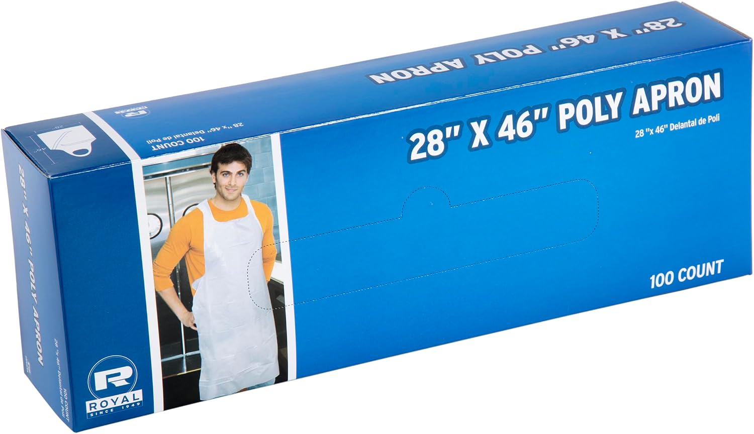 Royal Lightweight Poly Aprons, 28 Inch x 46 Inch, Box of 1000