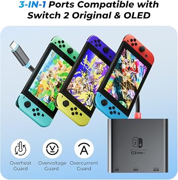 Docking Station Compatible with Switch 2 / Switch / Steam Deck - 4K HDMI 2.0 Adapter with PD100W USB-C, USB 3.0 Port, Portable Gaming Dock for Console and Accessories, Black