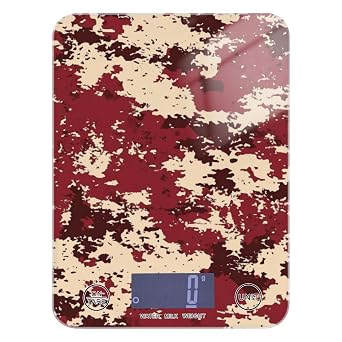 Camouflage Burgundy LCD Display Small Food Scales for Kitchen 11lb/0.18oz, 5kg/5g Small Kitchen Scales with 4 Unit for Baking Keto Cooking bascula Digital de peso para comida