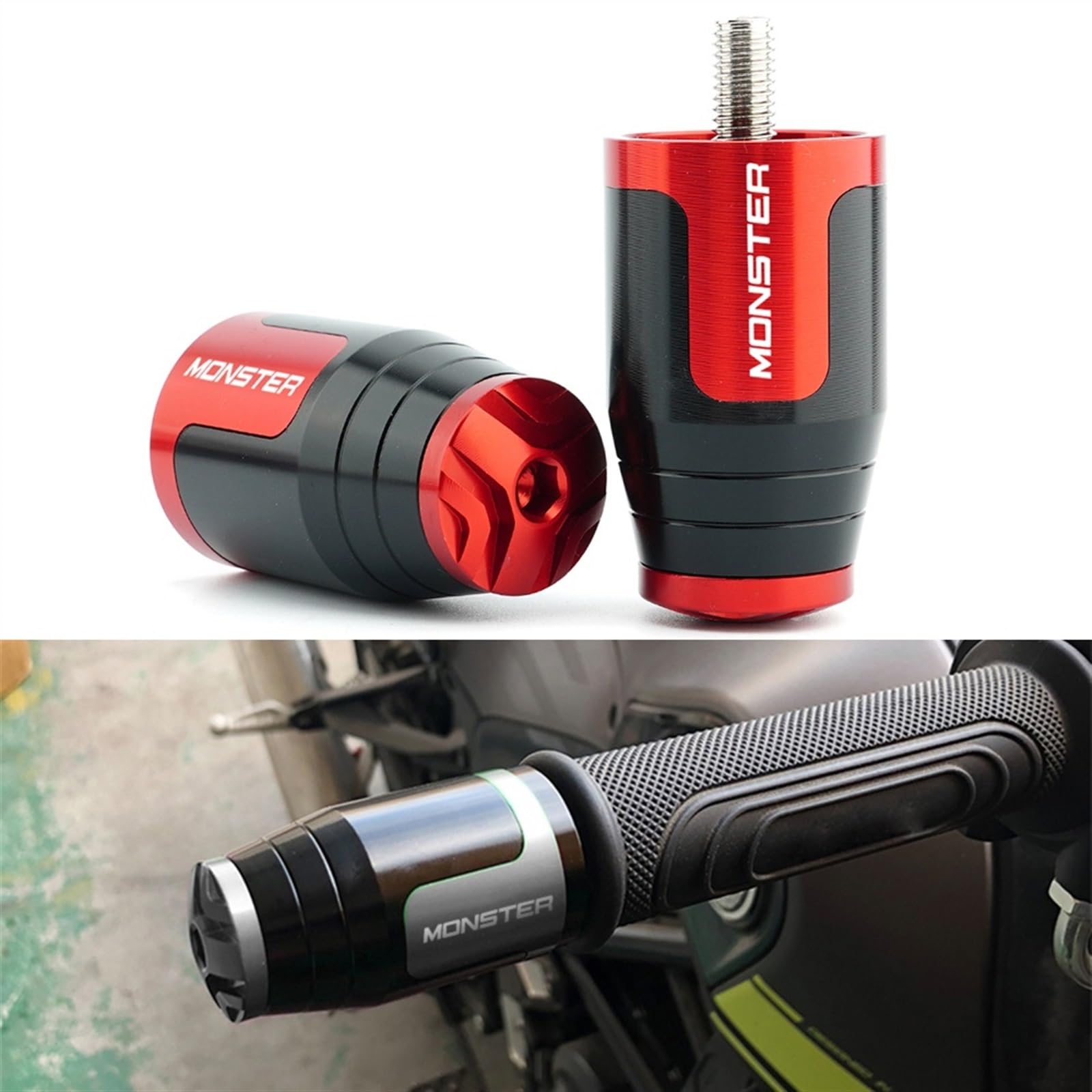 Contrapesos Manillar Moto para 400 620 695 696 795 796 797 821 1200 1200S Accesorios de Motocicleta Empuñaduras Manillar Extremos Barra Enchufe(Green)