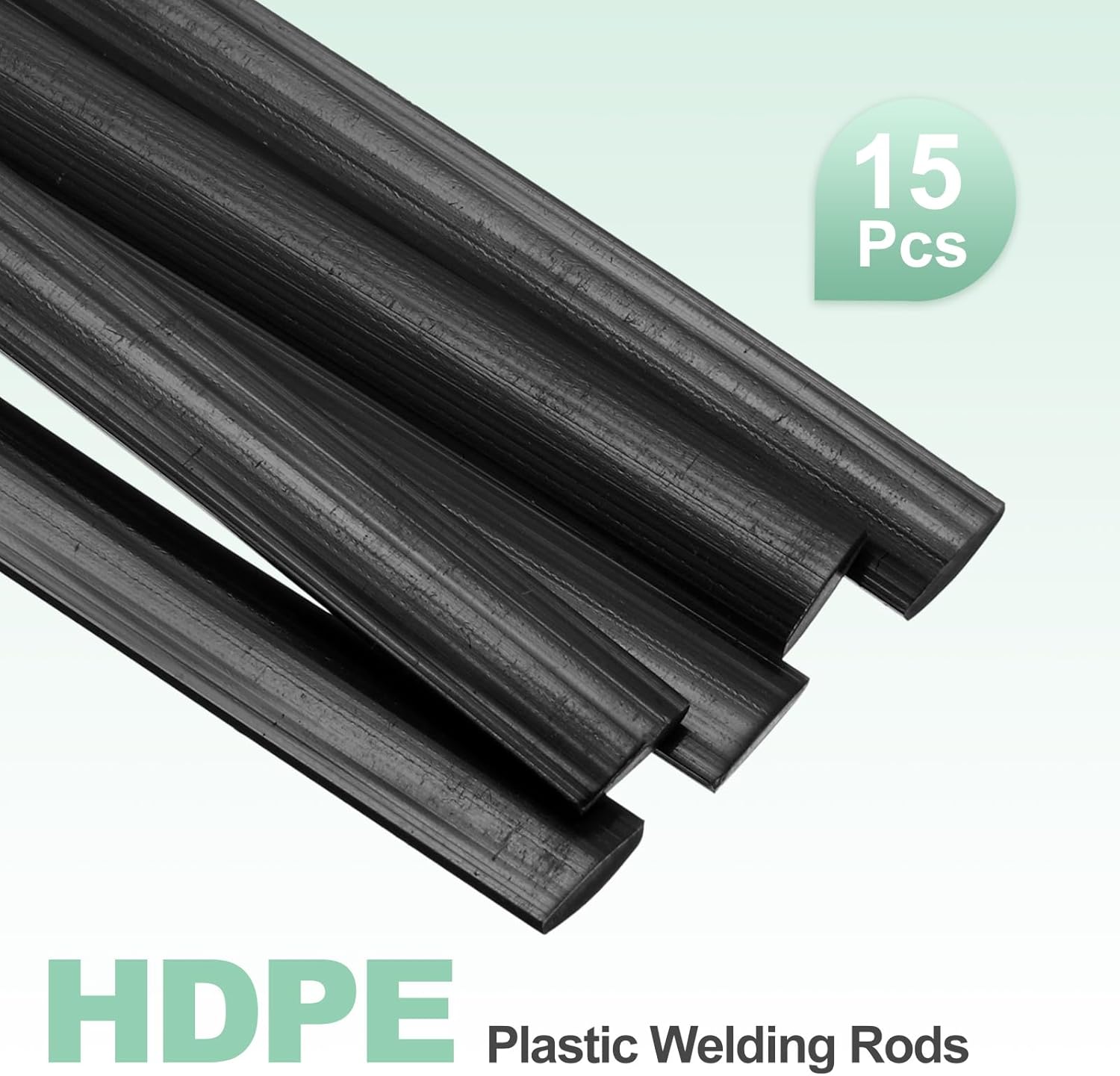 MECCANIXITY 15 Pcs Black 3/8" Plastic Welding Rods 13" 9.5mm x 330mm HDPE Flat Ribbon Plastic Welding Strip for Repairing Water Tanks Forklift Pallets Trash Cans Transfer Troughs
