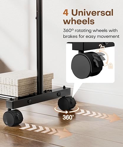 Miniatura 5 de Homde Perchero Rodante de Ropa con Ganchos Almacenamiento de Prendas de Pie para Interiores - Barra Colgante para Dormitorio Cuarto de Lavandería -