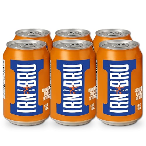 IRN-BRU Original Scottish Sparkling Soda, Citrus Flavored Carbonated Drink - Sparkling Flavored Soft Drink, 32 Flavor Recipe, 11.1 fl oz Cans, Pack of 6 - Can - 11.1 Fl Oz (Pack of 6)