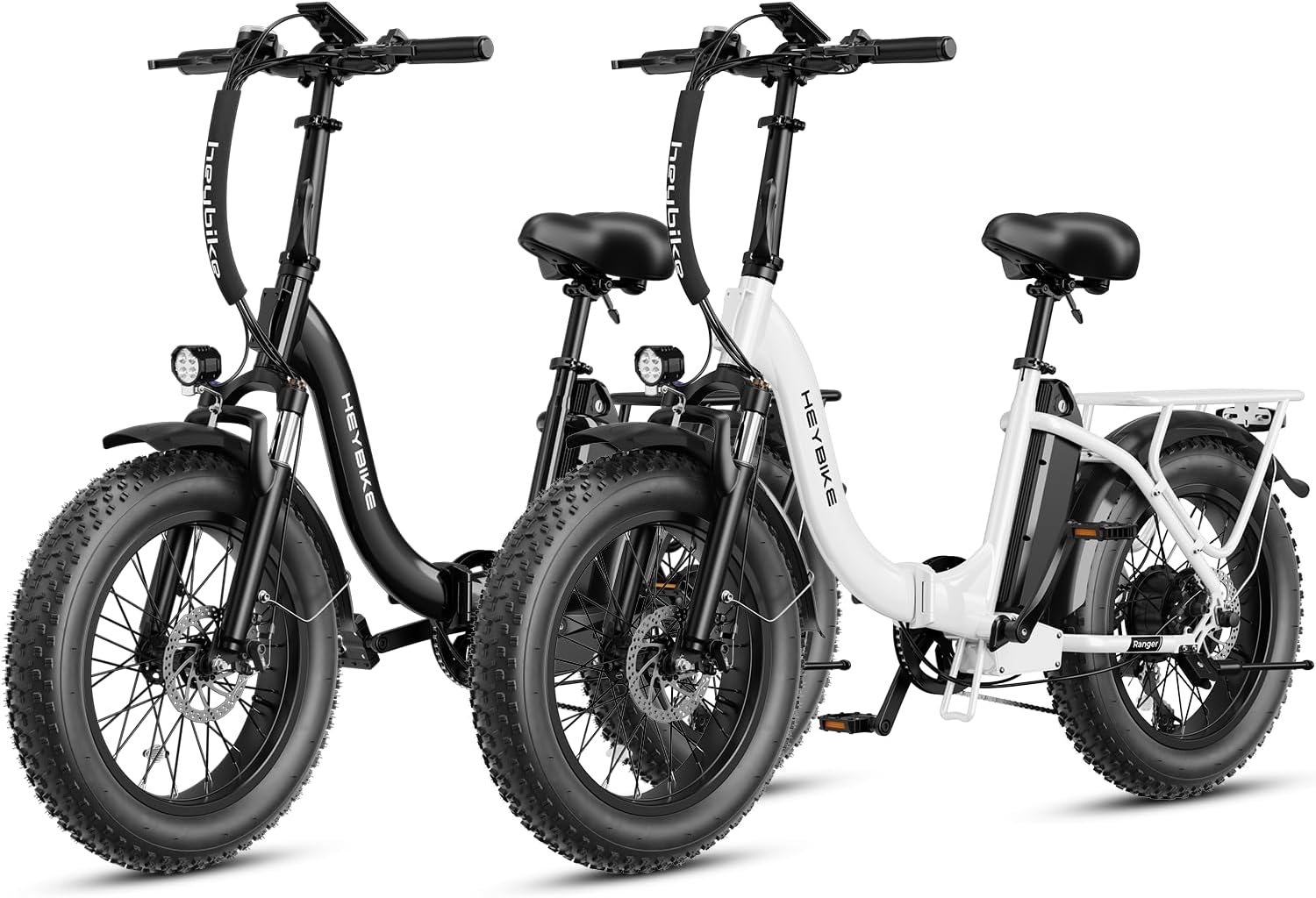 Heybike Ranger Electric Bike for Adults, Peak 1400W Upgraded Motor Ebike, 28MPH [20" Fat Tire All-Terrain] 600Wh Removable Battery Folding Step-Thru E Bike with Front Suspension