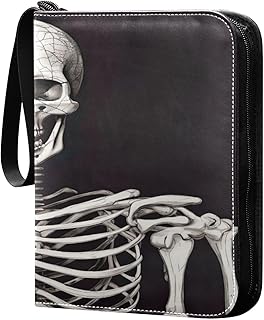 Kigai Smiling Skull Trading Card Binder with Sleeves PU Leather Holds 400 Cards,Double Sided Trading Card Folder with Zipper Collection Binder Album Book Case for Boys Girls