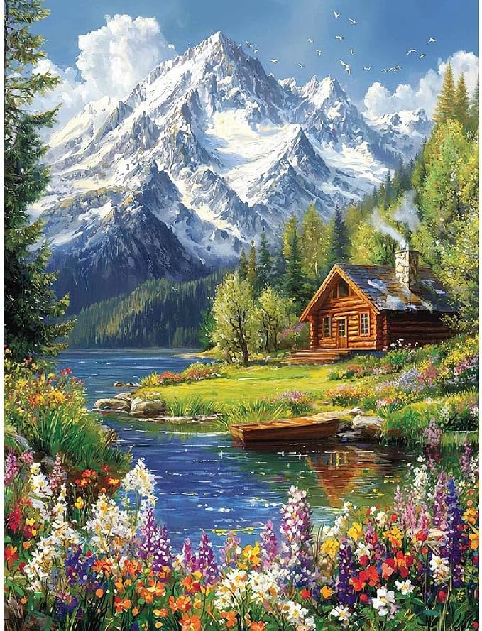 Amazon.com: LWZAYS Mountain Paint by Numbers Kit for Adults Beginner ...