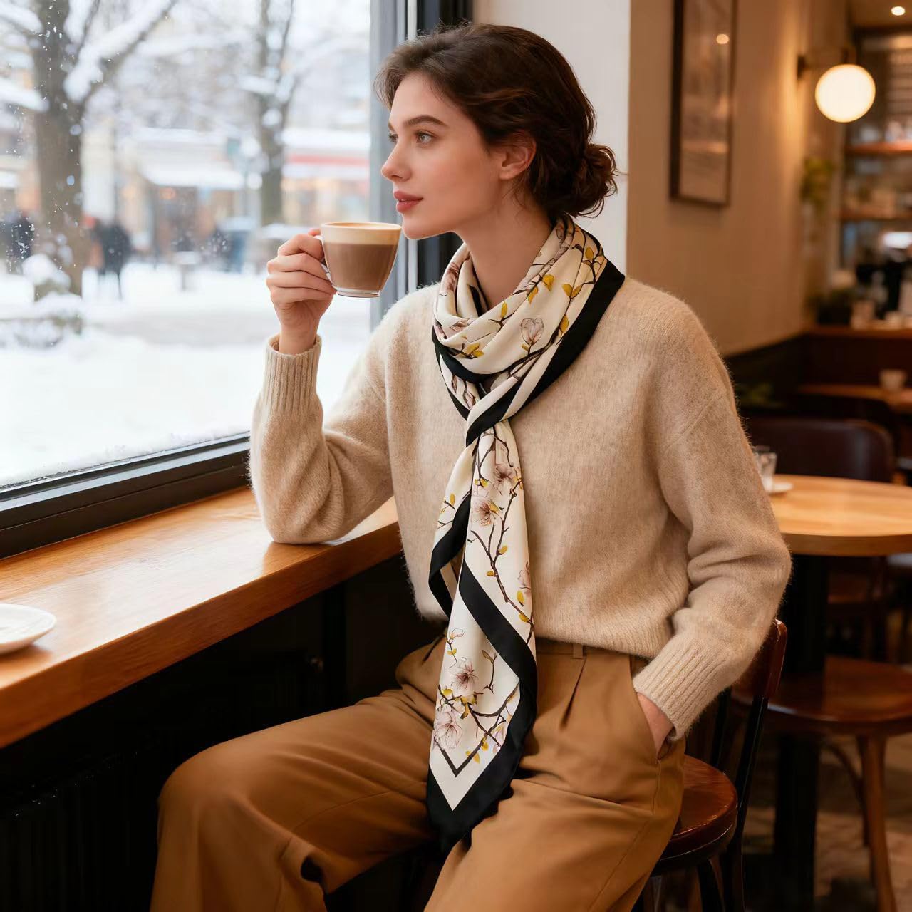 43" Large Square Scarf Fashion Scarves Hair Wrapping Scarfs Night Sleeping Headscarf for Women B07 - Image 3