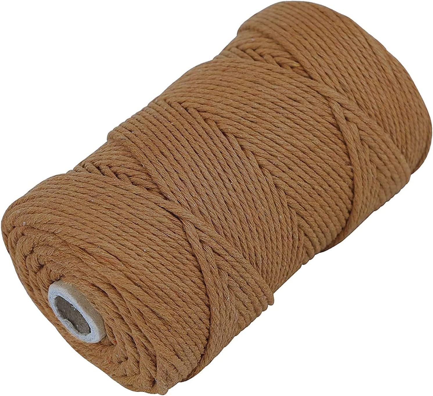 Cordon en coton naturel pour macramé, 4 plis, torsadé, 4 mm x 200 m – Cordon en coton naturel pour macramé, suspension de plantes, loisirs créatifs (café, 4 mm x 200 m)