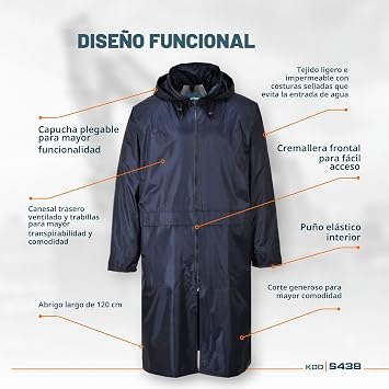 Portwest S438 Classic Raincoat PVC Coated Taped Seams