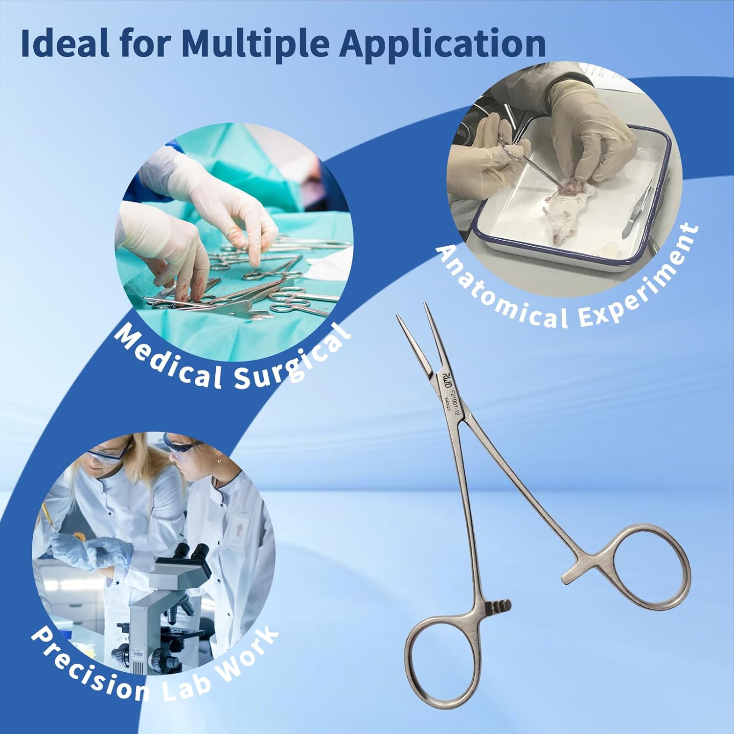 RWD HALSTED Hemostatic Forceps, 4.9" Straight Tip Hemostat Clamps, Martensitic Stainless Steel Hemostats, Surgical Locking Tweezers Clamp, Ideal for Surgery, Medical Lab, Teaching (F21001-12)