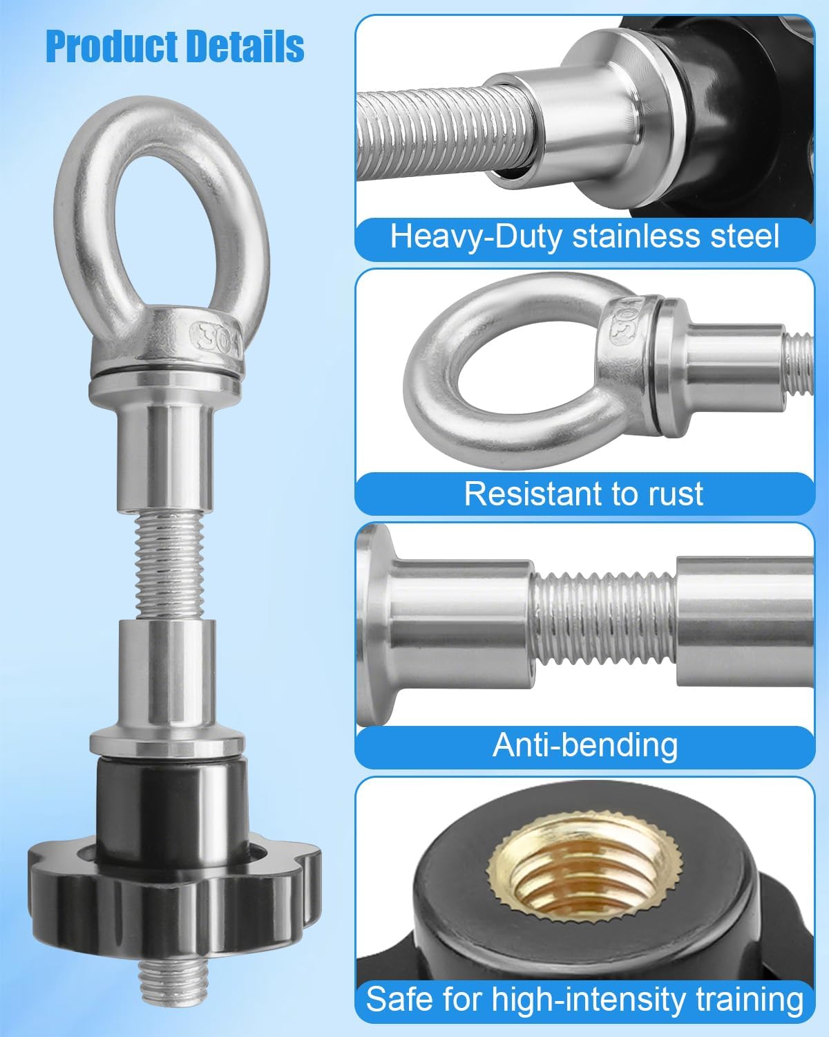 Power Rack Attachments Fit 2" x 2" or 3" x 3" Racks with 1/2" Holes, Heavy-Duty Stainless Steel O-Ring Attachment with Quick-Connect Buckles, Versatile Band Pegs for Strength Training, 2 PCS