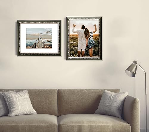 Miniatura 10 de Marco de fotos clásico con diseño curvo dorado rústico de 11 x 14 pulgadas, con diseño de desplazamiento en relieve, para fotos u obras de arte de 8