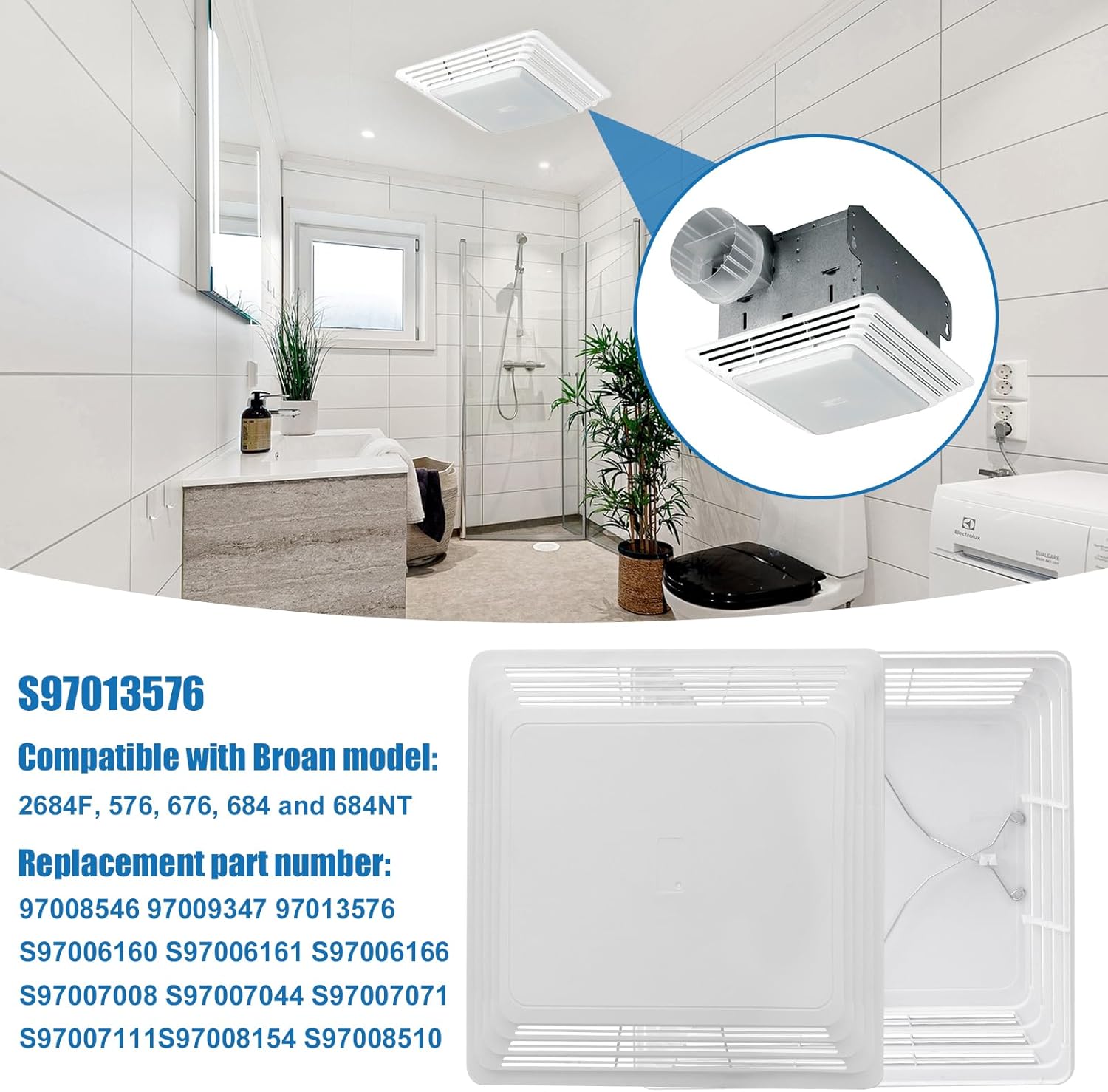 folosem S97013576 White Classic Bathroom Vent Cover Grille, Water Resistant, 11 1/8" X 10 5/8", Exhaust Fan, Indoor Use -2 Pcs