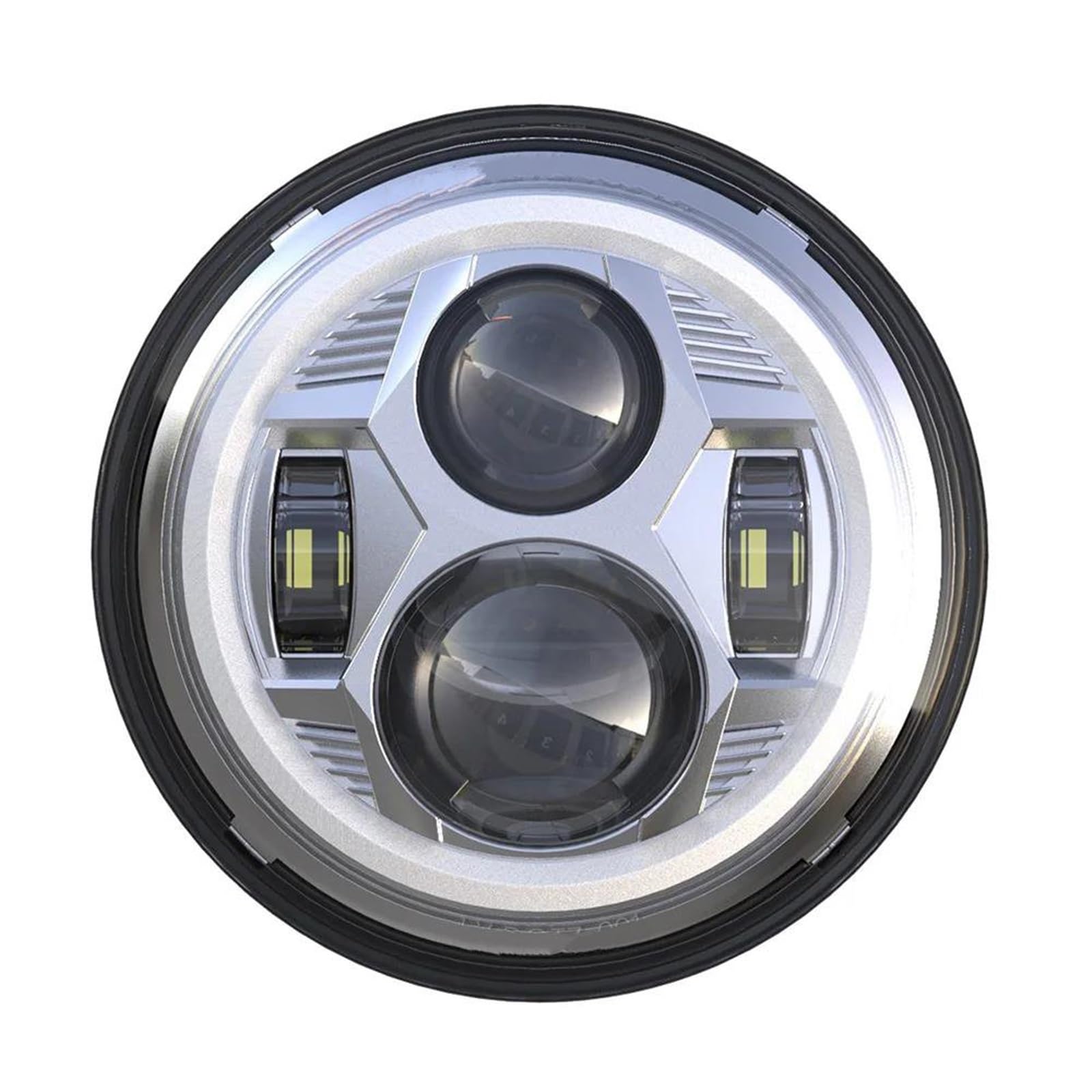 Phares avant LED 7 pouces moto custom - Bloc optique feux de jour clignotant ambre Fat Boy