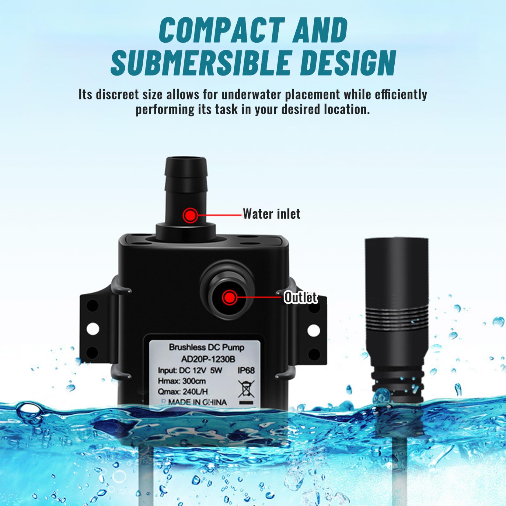 Pompa solare 12V DC 240L/H 6W 9V per giochi d'acqua sommergibile con filtro per laghetto acquario fontana giardino