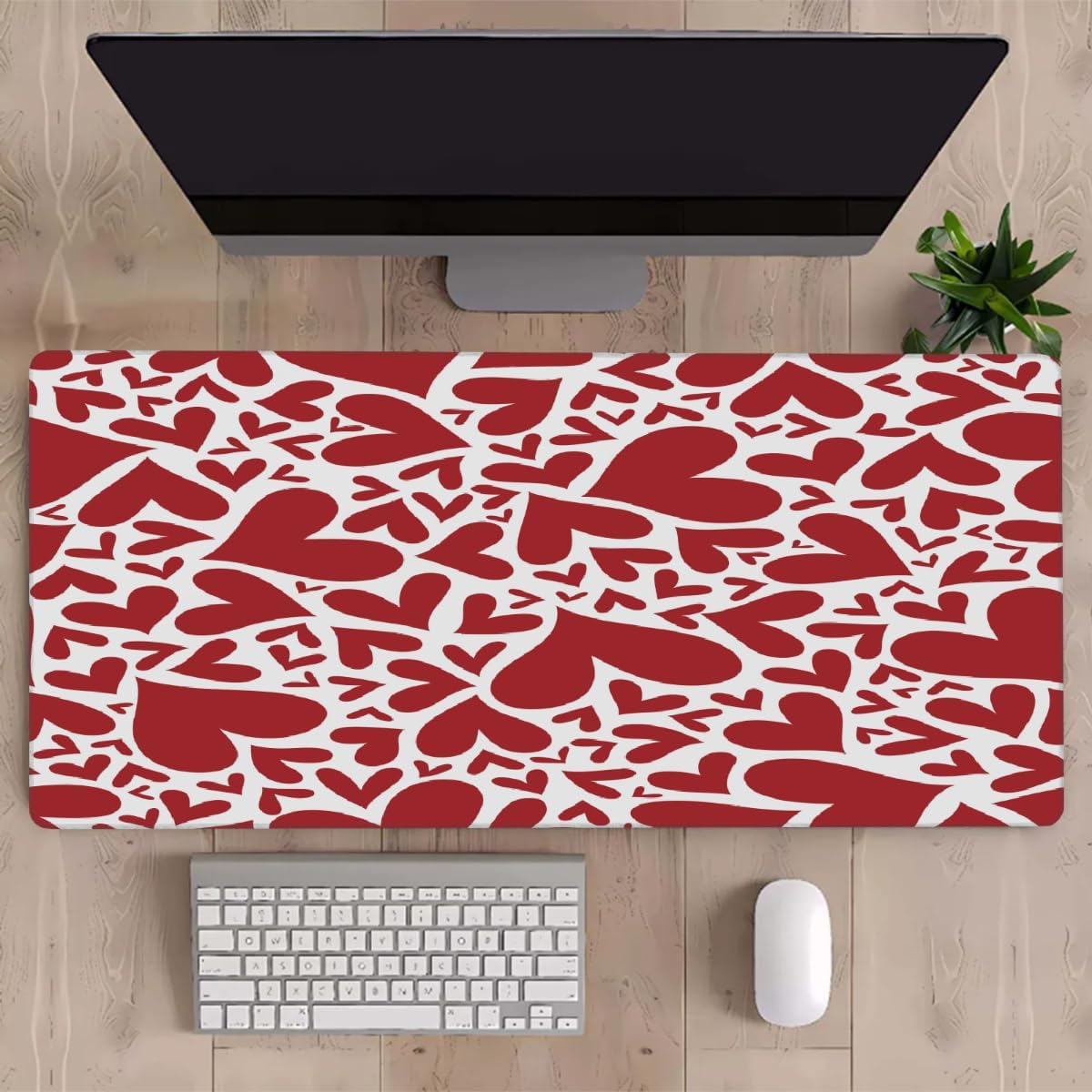 Large Valentine Mouse Mat Computer Mousepad with Non-Slip Rubber Base Waterproof Mouse Pad Desktop Keyboard Pad for Gamer,Home School Laptop Office Accessories,16x35.5inA-418