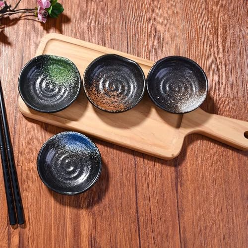 Miniatura 3 de Plato de cerámica japonés de 3.15 pulgadas, platillo para condimentos para el hogar, platillo de salsa de soja, pequeño plato de soja Vnegar, juego