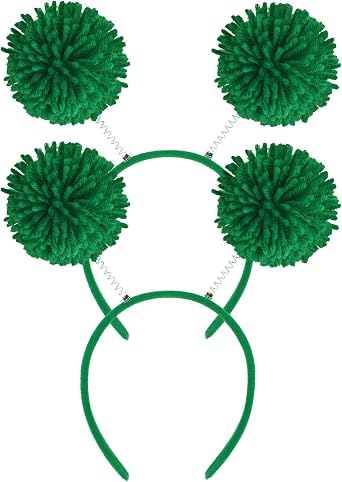 Pistha 2 Pcs Pom Pom Headband Fluffy Ball Hair Loop Blue Feathers Headwear for Costume Cosplay Party School Festivals