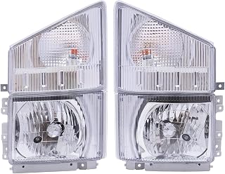 Headlight for 2008-2020 ISUZU NPR NPR-HD NQR NRR, Left Driver and Right Passenger Side Headlights Replacement with Corner Lamp OEM 8975851702, 8975851712 (A Pair) (2008-2020 Isuzu NPR-A Pair)