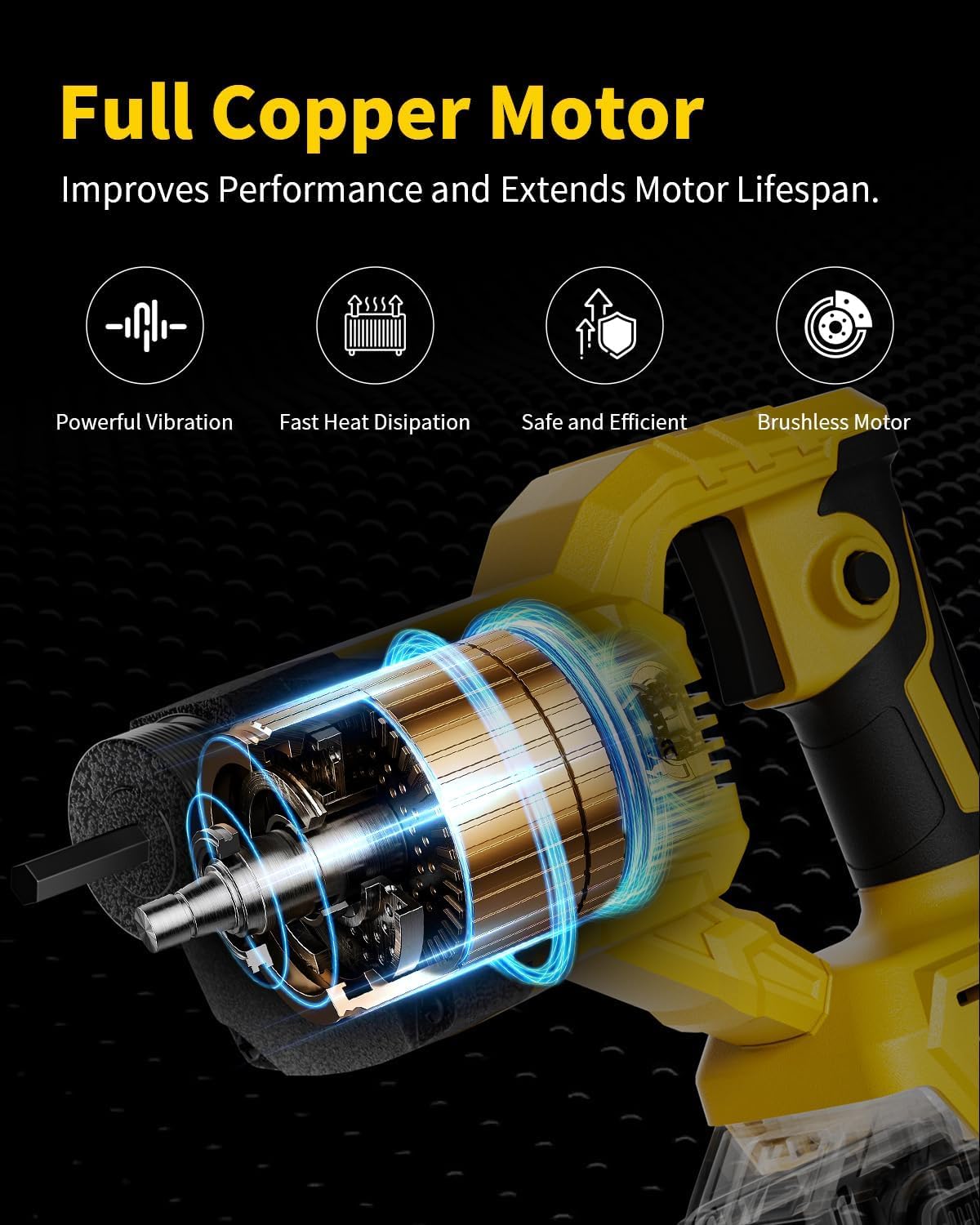 Cordless Concrete Vibrating Tool Compatible with Dewalt 20V Max Battery, 600W Power Concrete Vibrator with 3.8ft Shaft, 6000RPM Portable Concrete Vibrating Tool (Battery not included)