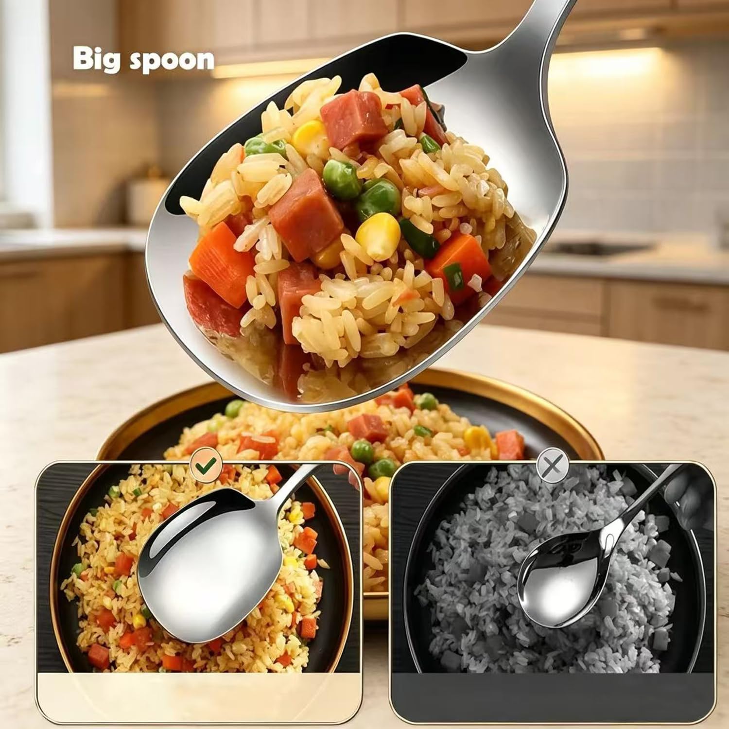Premium Stainless Steel Serving Spoon - 9.5 Inch -5