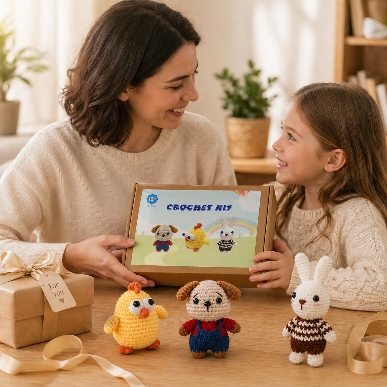 Xanlon Crochet Kit for Beginners - 3pcs Animals Knitting Kit Beginner Crochet Starter Kit for Adults Women Men - Easy to Learn with Step-by-Step Video Tutorials DIY Birthday Gifts for Crocheting Lover