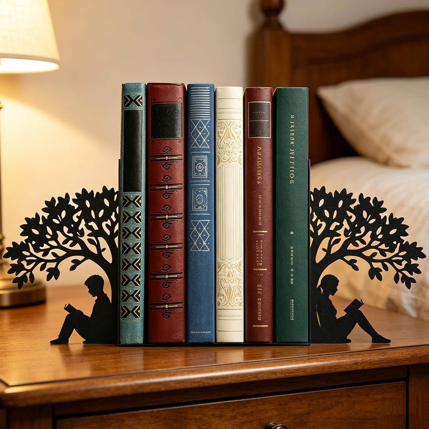 Tree of Life Metal Bookends Decorative Couple Book Ends for Shelves