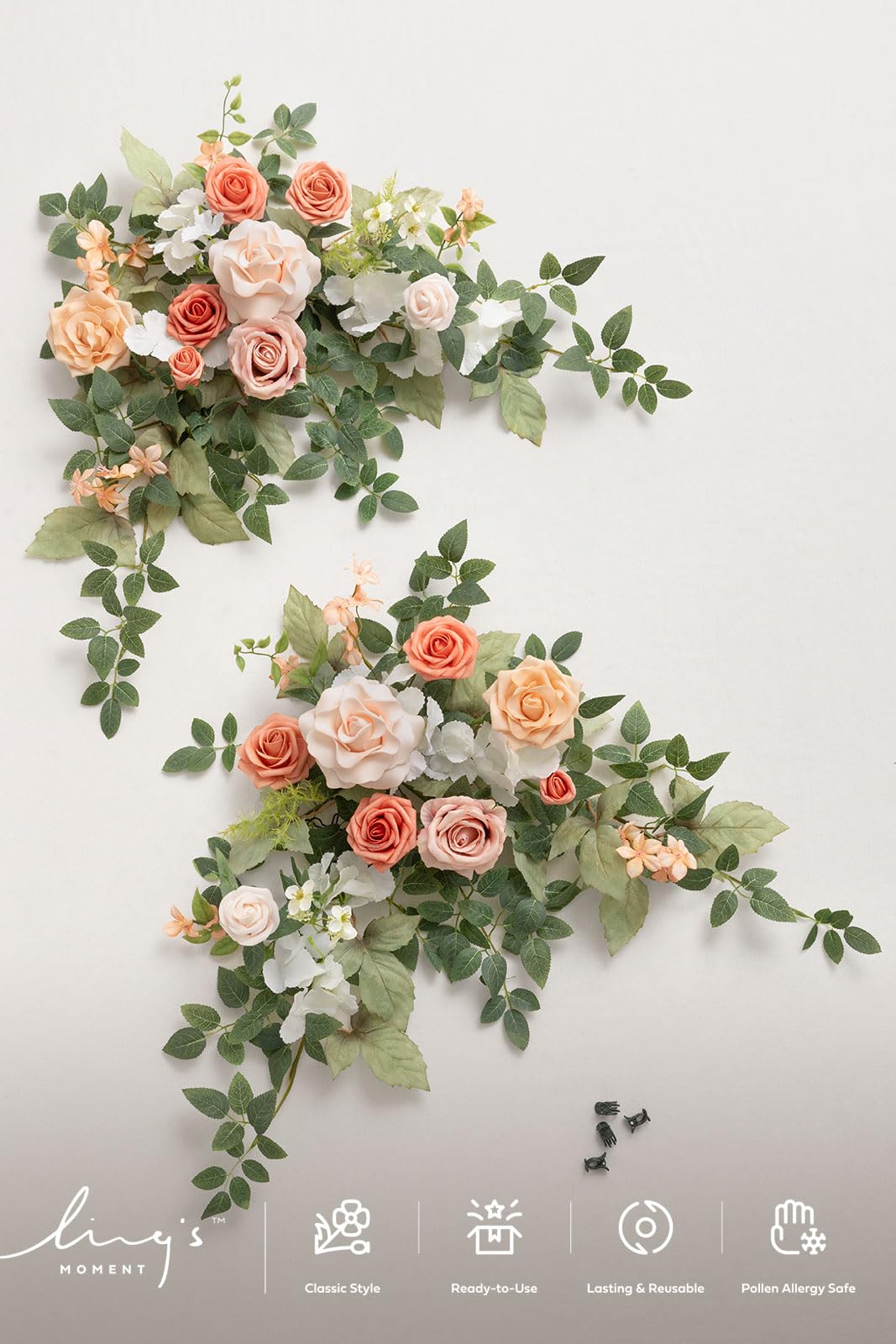 Ling's moment 2 ghirlande di fiori artificiali per matrimoni, decorazioni ad arco per composizioni vegetali, fard e rosa, cerimonie e ricevimenti, cavalletto da parete per ingresso e esterno (non