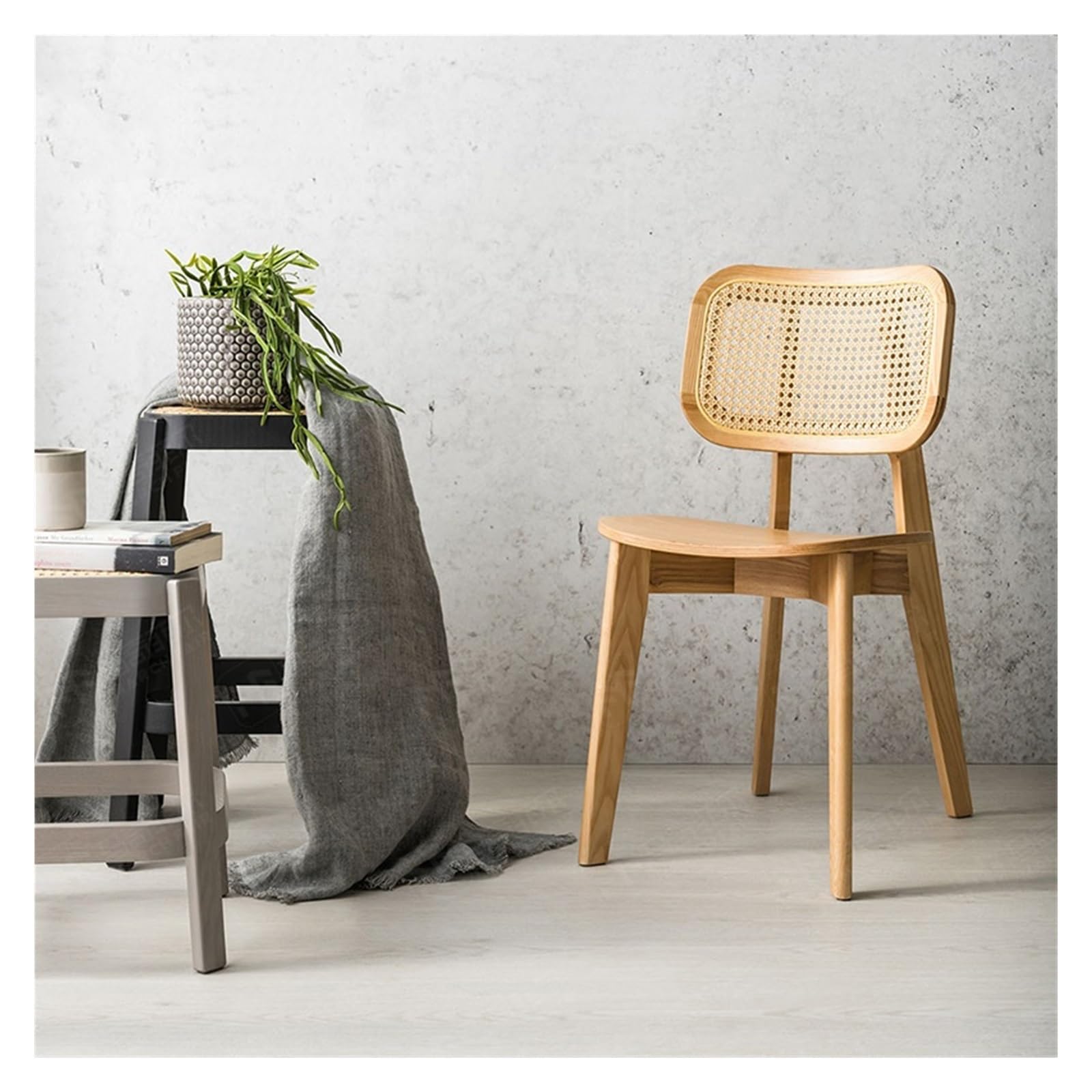 Silla Colgante de ratán Silla de Comedor de Madera Maciza con Respaldo Tejido de Ratán - Estilo Moderno - Ideal for Uso en Restaurantes Domésticos Silla Colgante de Ratán(Bruin)