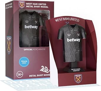 West Ham United FC Home Away Retro Third Metal Football Shirt - Officially Licensed Miniature Alloy Replica Jersey Collectible Display Gift - Personalise Name & Number Decals